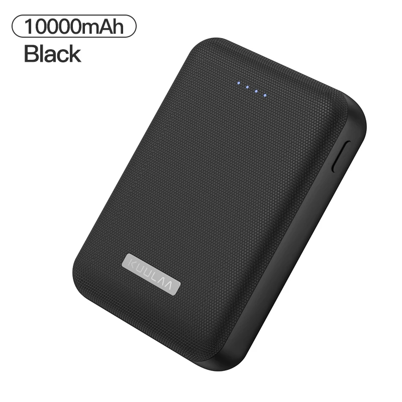 KUULAA power bank 10000 мАч портативная зарядная батарея mi ni внешний аккумулятор с двумя usb-портами Внешнее зарядное устройство для xiaomi mi 9 iphone - Цвет: Black