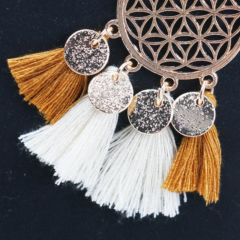 Женские винтажные серьги подвески Boho этнические круглые висячие с бахромой