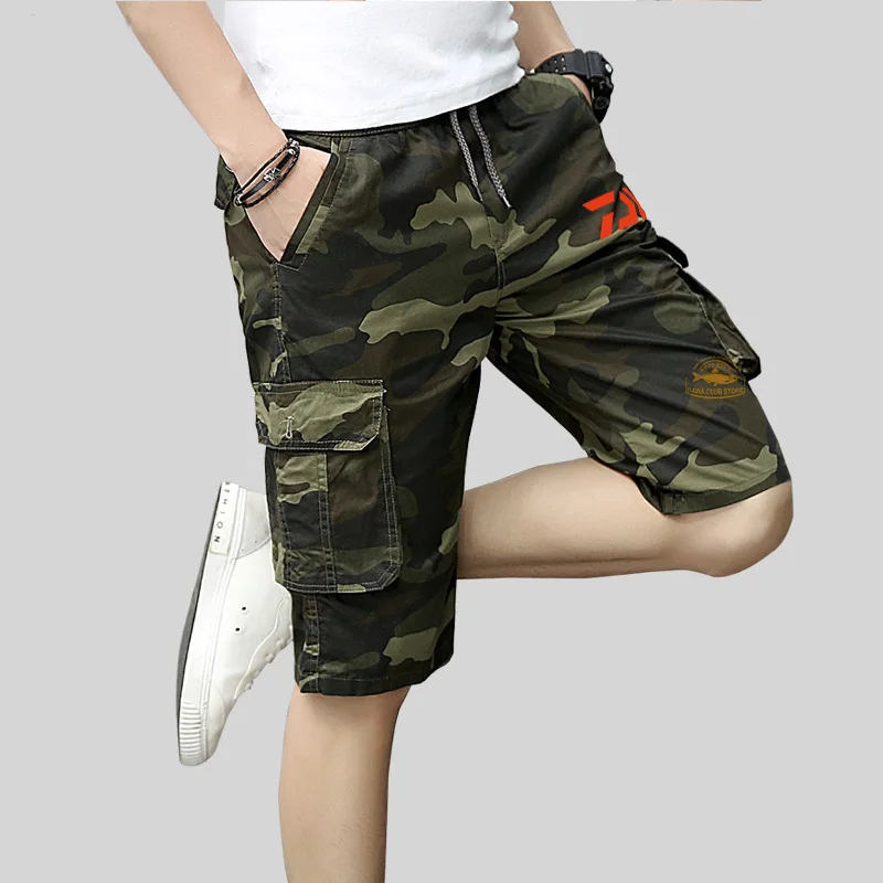 

Fishing Shorts Daiwa Summer Men's Camouflage Tooling Loose Cropped Trousers Outdoor Sports Fashion Beach Elastic Waist Shorts