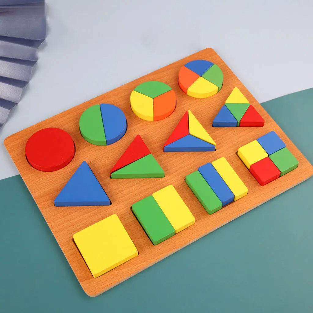

Wooden Shape Matching Block Puzzle Board Stacking Color Recognition Preschool Early Learning Toys Teaching Aids for Kids
