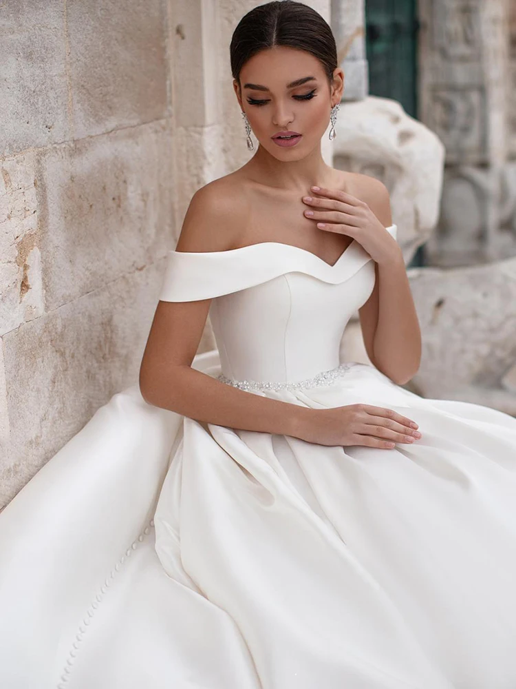 

BAZIIINGAAA Simple Wedding Dress Lace Little Beading Strapless Dress Luxury Wedding Gowns Bridal Can Be Washed Bride Dresses