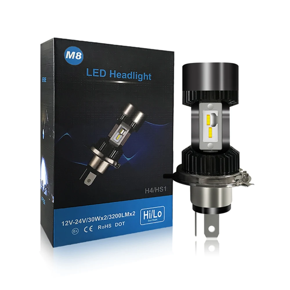 Мотоцикл H4 LED лампочка фары 6000 К мото Настенные светильники кафе гонки скутер