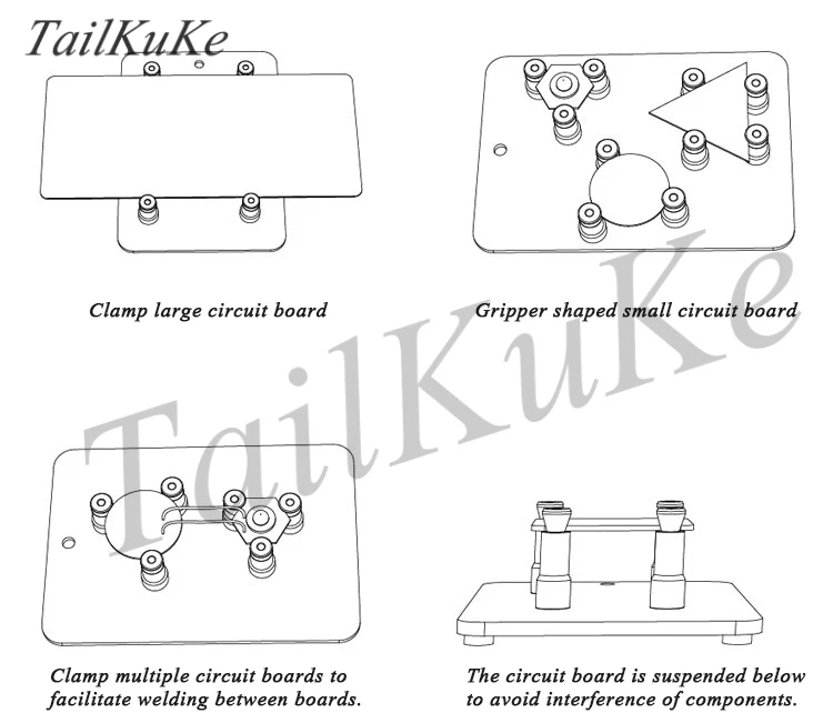 구매 자기 PCB 클립 악어 클립 확대경 램프 전자 생산 책상 램프 다기능 납땜 테이블 주석 용접