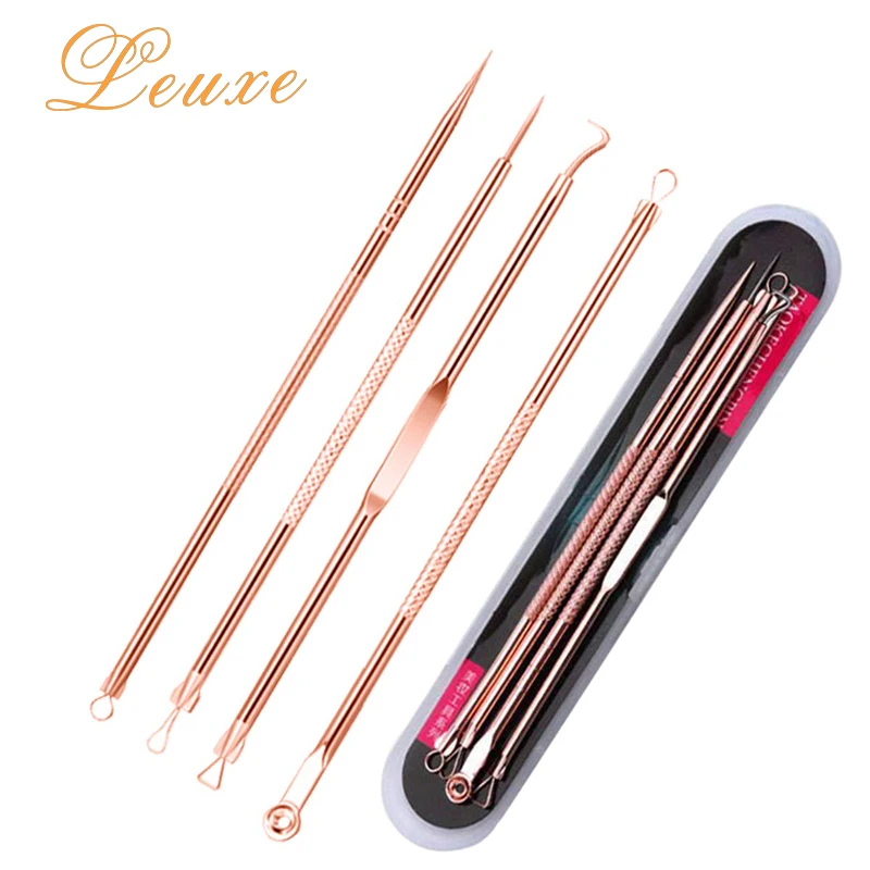 

Leuxe Facial Blackhead Extractor Remover Black Dots Comedone Acne Pimple Blemish Needles For Face Care Pore Cleaner Tool Spoon