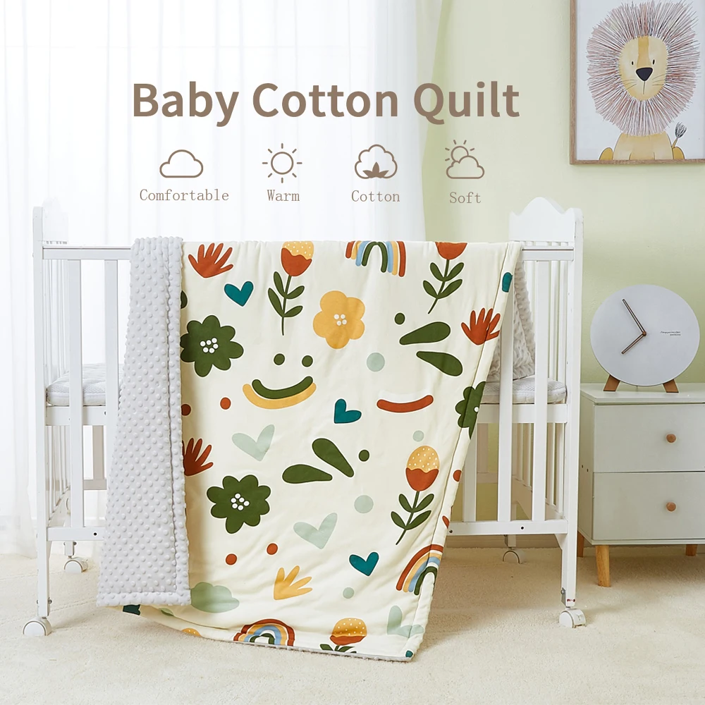 

Soft Breathable Baby Quilt Newborn Cotton Receiving Blanket Crib Comforter Toddle Quilt Children Cartoon Blankets 100*140cm