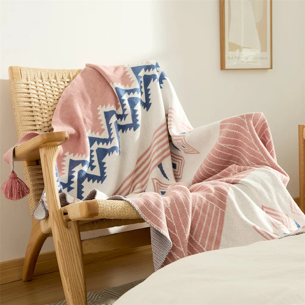 Богемное домашнее украшение вязаное одеяло марокканский геометрический узор