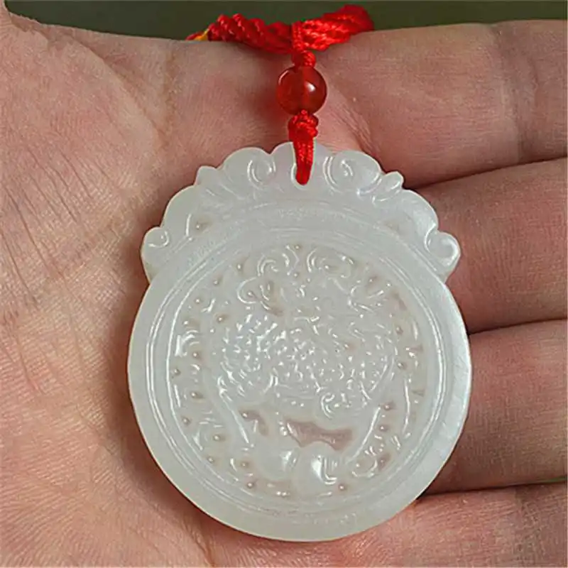 Прямая поставка подвеска в виде естественного белого дракона мужское ювелирное