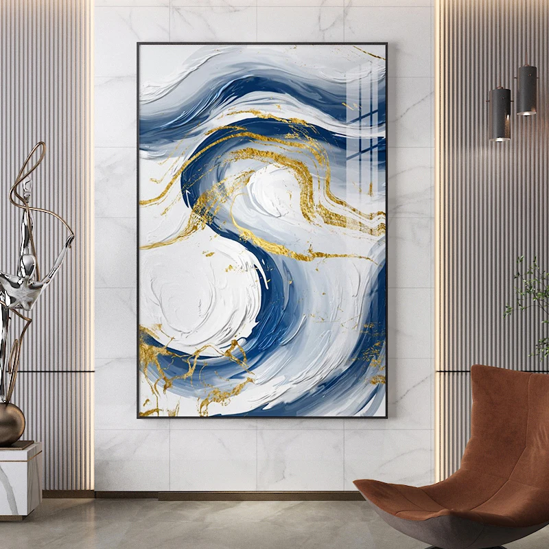 

Gold Blue Decorative Canvas Painting Scandinavian Minimalist Posters and Prints Wall Art Pictures for Living Room Home Decor