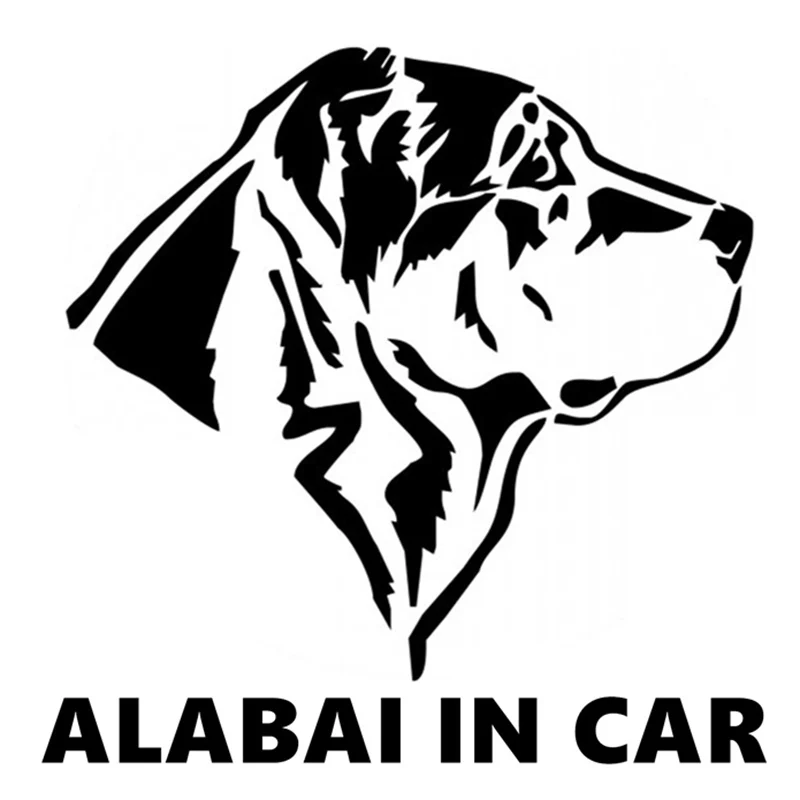 

15*15cm alabai in car car sticker auto funny vinyl decal dog car sticker