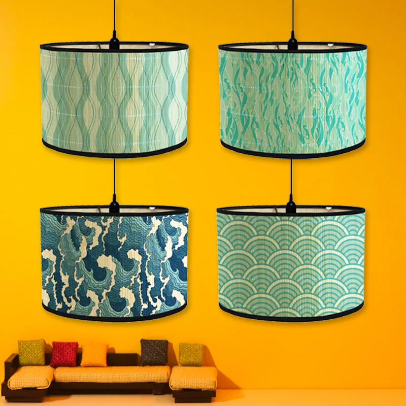 

Wholesale Bamboo Products Lampshade Printing Retro Style Folk House Decoration Chandelier Lampshade Bamboo Lighting Crafts