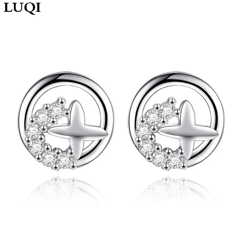 

S925 silver plated thick platinum non-fading zircon earrings for girlfriend E18