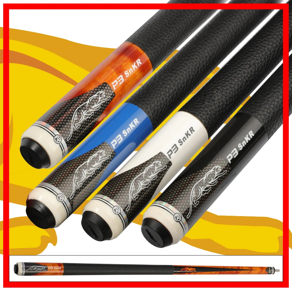 

PREOAIDR 3142 P3 Billiard Pool Cue Stick/Kit with Pool Cue 13mm 11.5mm 10mm Tips Black White Blue Orange Colors China