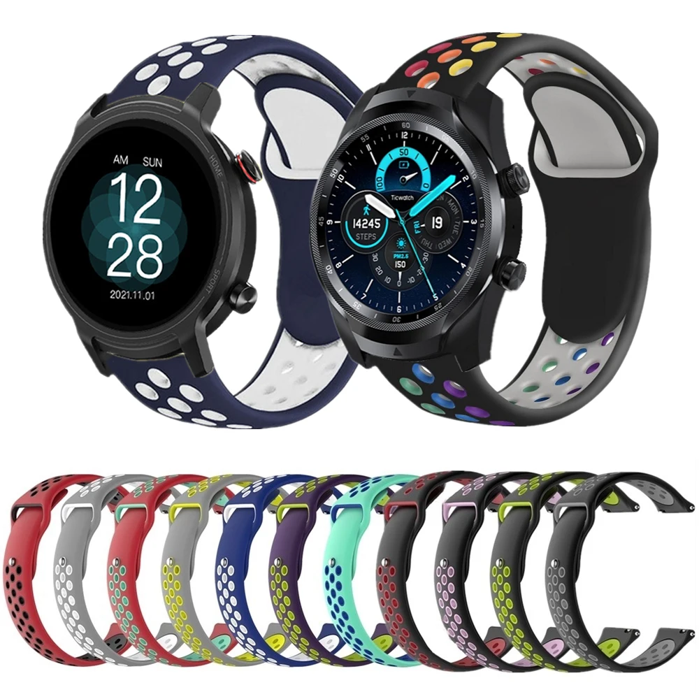 Радужный силиконовый ремешок для TicWatch Pro 3 ProX GTX спортивные водонепроницаемые