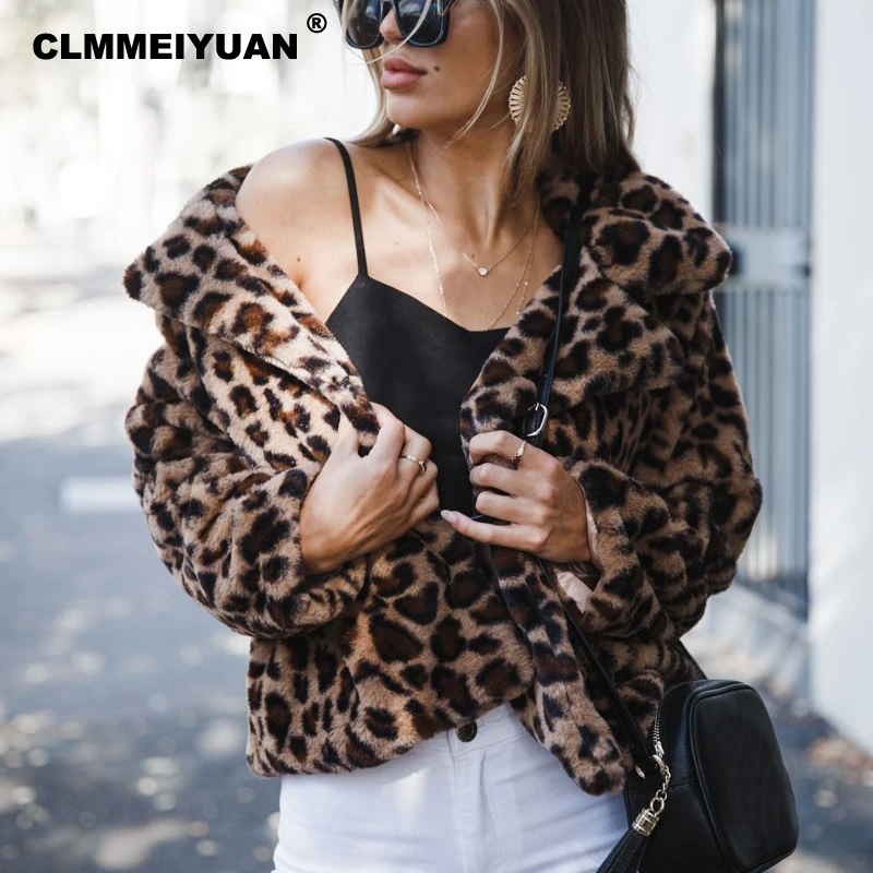 Мягкое леопардовое плюшевое пальто из кроличьего меха 2019 зимняя теплая лохматая