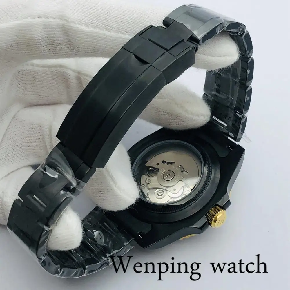 Мужские механические часы Bliger 40 мм высокое качество черный PVD чехол сапфировое