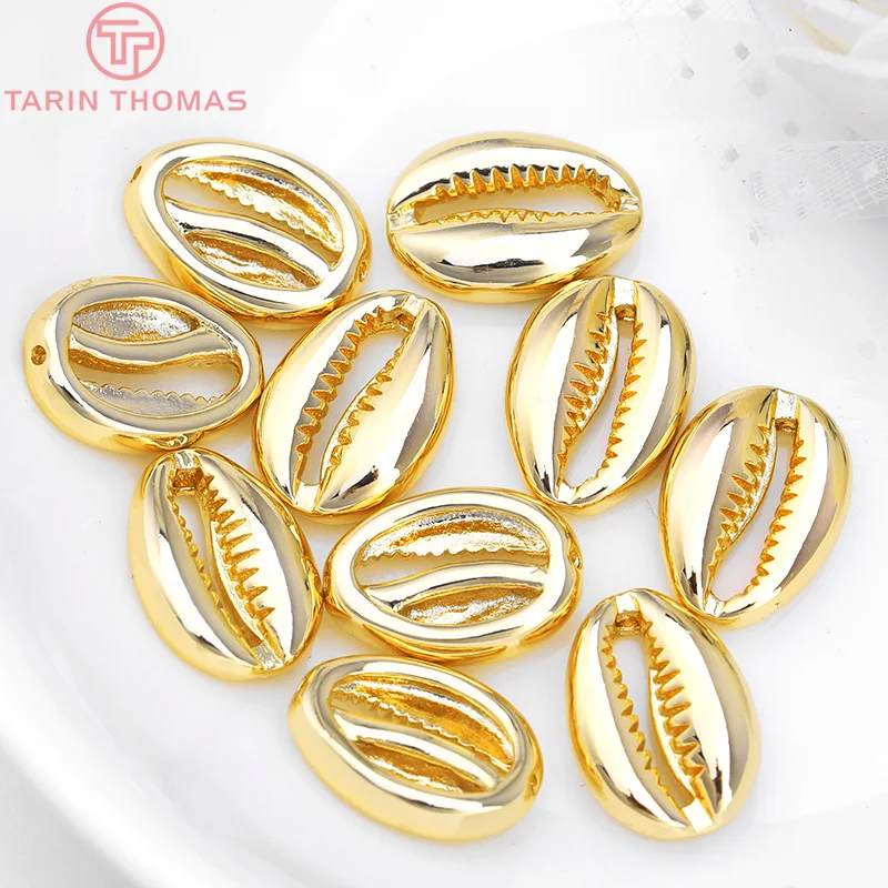 

6PCS 10x13.5MM Hole 1MM 24K Gold Color Brass Conch Spacer Beads High Quality Diy Jewelry Findings Accessories