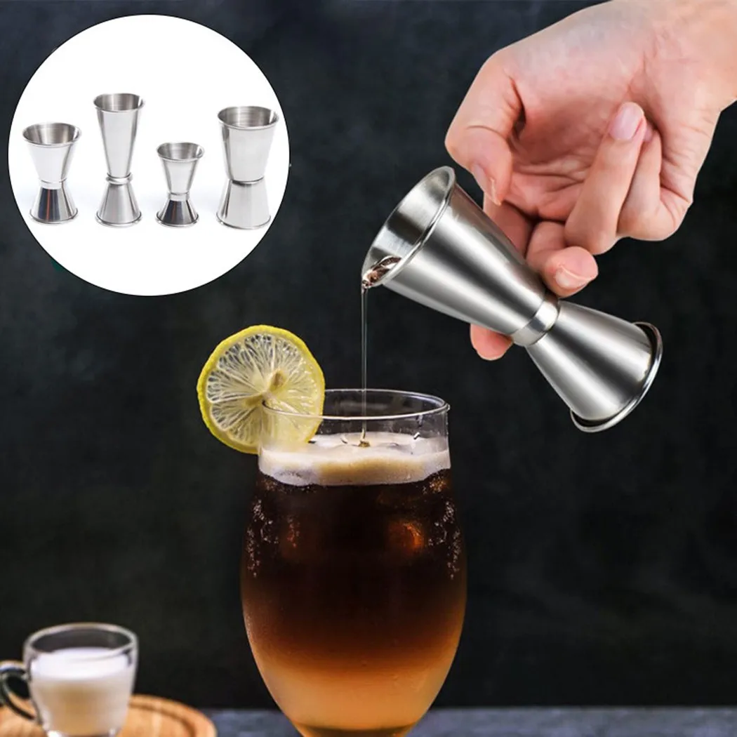 

Stainless Steel Cocktail Shaker Measure Cup Dual Shot Drink Spirit Measure Jigger Double Spirit Kitchen Gadgets Bar Tools