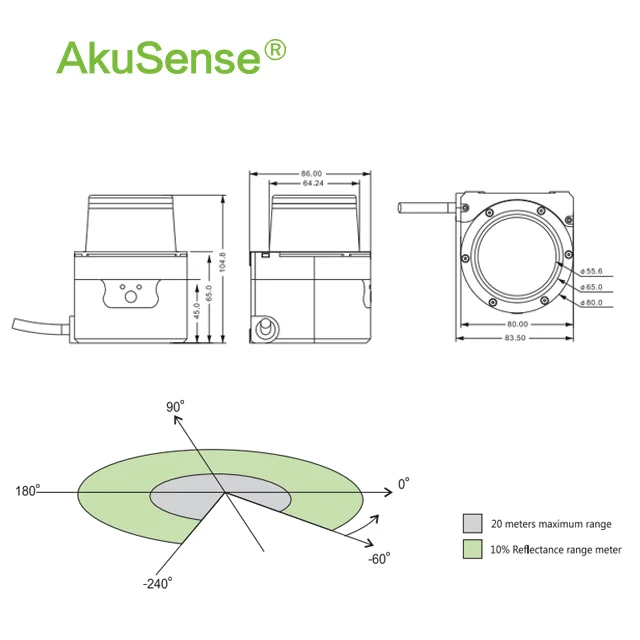 

High Resolution TOF Principle Measurement Laser LiDAR Sensor AS-21C