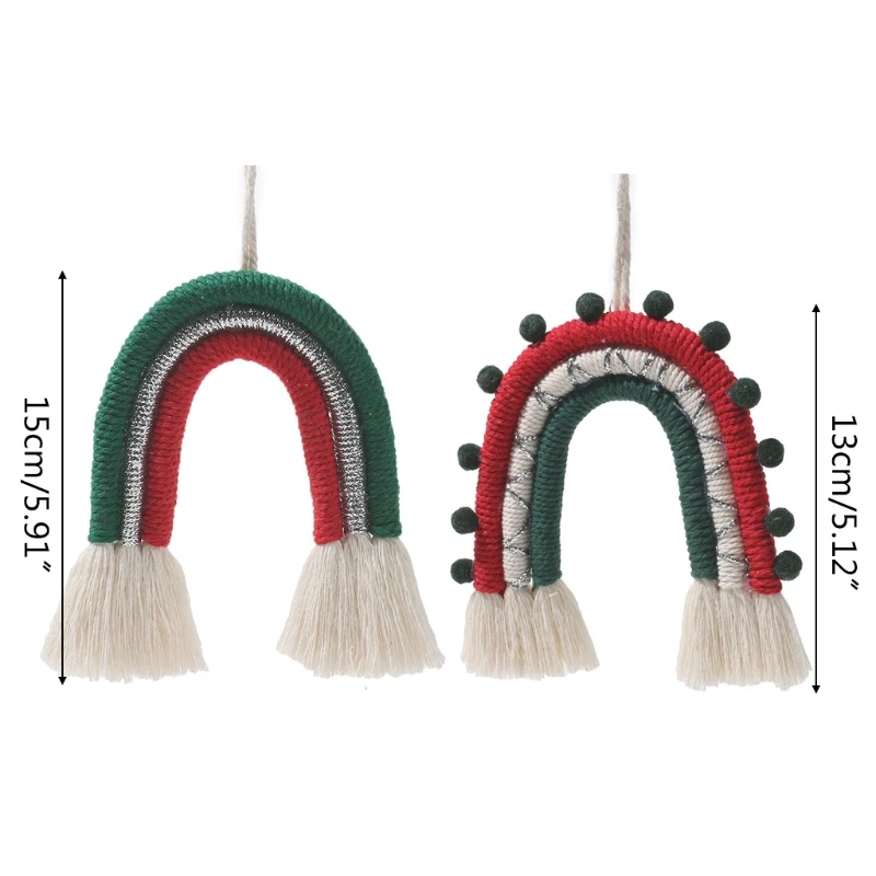 

3 Lines Macrame Tapestry Rainbow Wall Hanging Ornaments Handmade Woven Cotton Thread Kids Room Christmas Decor