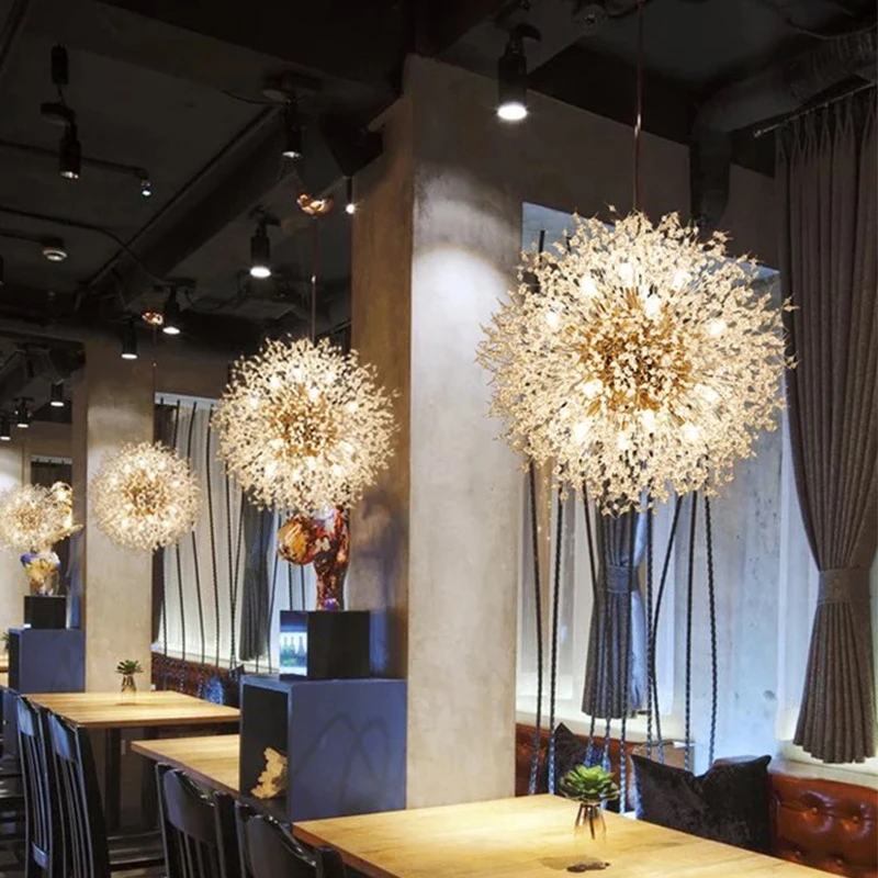 

New Beautiful Chandelier Round Shape Modern LED Dandelions Sputnik Fireworkes Ceiling Pendant Lamp Fixtures for Home Living room
