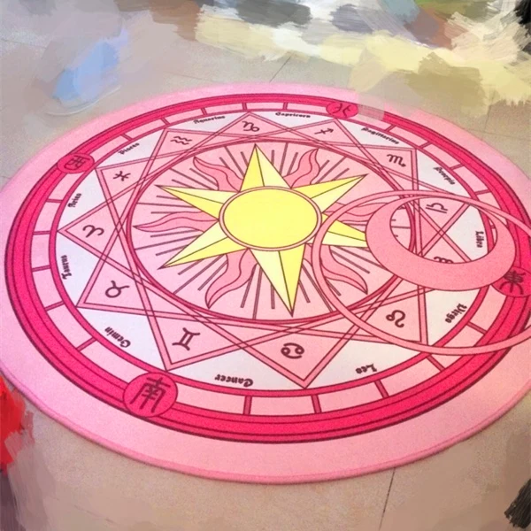

Fashion Baby Cartoon Play Mat Card Captor Sakura Kinomoto Magic Circle Puzzle Mats Children Round Carpet Diameter 60-100cm