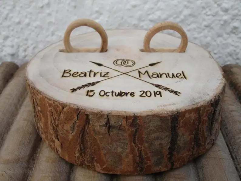 Wooden Personalized Rustic Wedding Ring Box Holder Custom Your Names and Date Bearer for Marriage Proposal | Дом и сад