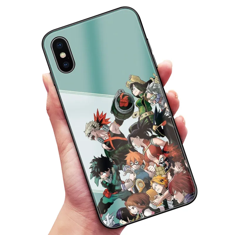 MHAA 2 My Hero Academy аниме закаленное стекло Мягкий ТПУ чехол для телефона чехол для apple iPhone 6 6s 7 8 Plus X XR XS 11 Pro MAX - Цвет: MHAA 2
