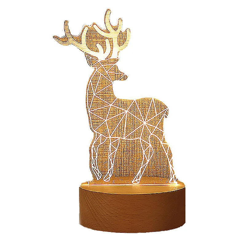 

Creative 3D Small Night Lamp Led Bedside Lamp Table Lamp USB Bedroom Custom Solid Wood Plug-in Girl Birthday Christmas Gift