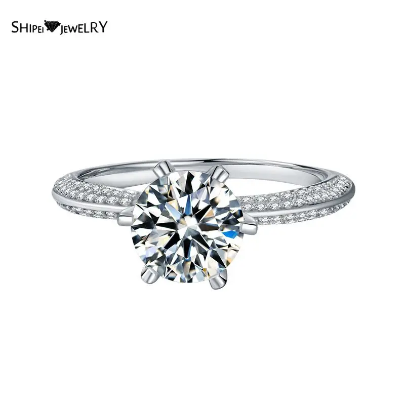 

Shipei 100% 925 Sterling Silver Round Cut Real Moissanite Diamonds Wedding Engagement 1.5CT Rings Women Girls Fine Jewelry Gifts
