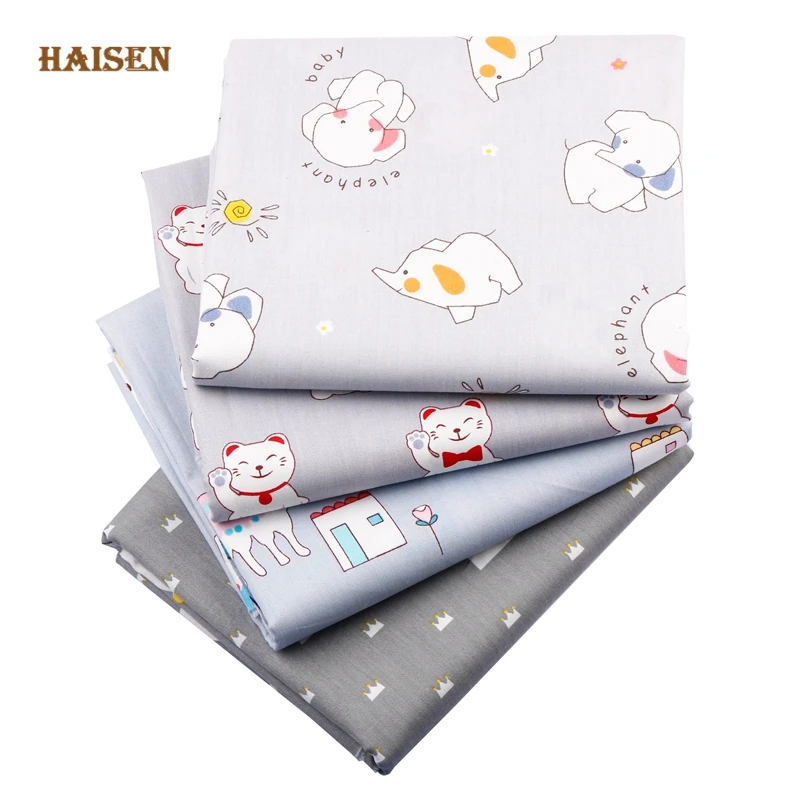 

Gray Cartoon Series Printed Fabric Twill Cloth For DIY Sewing Quilting Baby&Child Bedsheet Skirt Textile Material By Half Meter