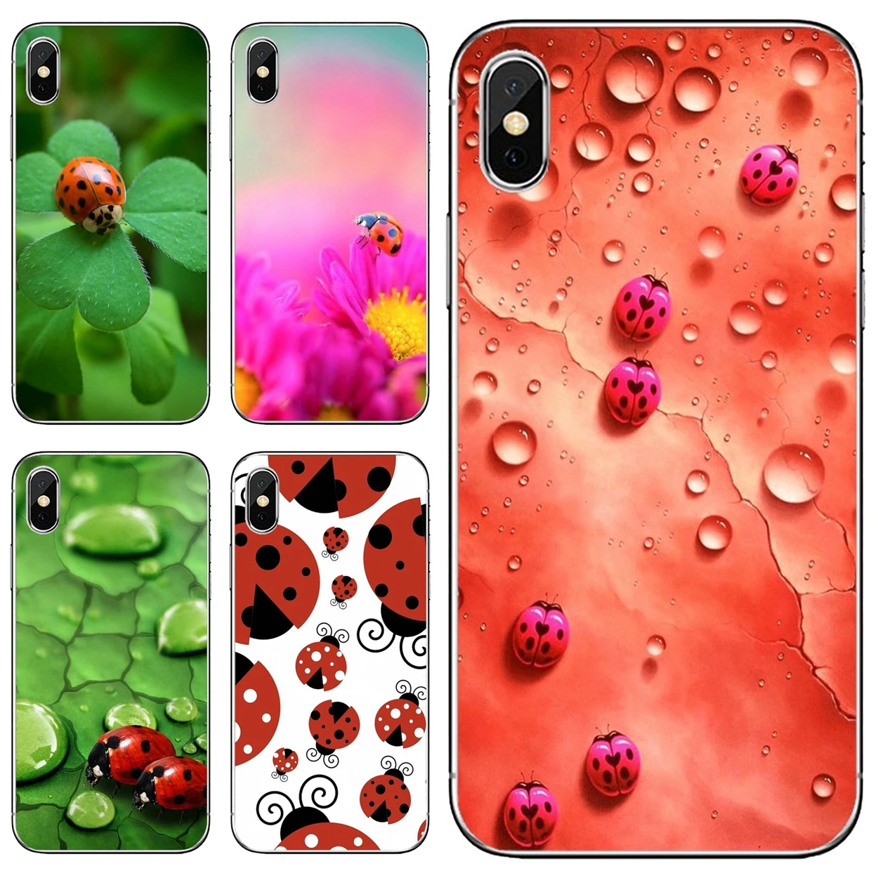 

For Apple iPhone 10 11 12 Pro Mini 4S 5S SE 5C 6 6S 7 8 X XR XS Plus Max 2020 Lady-bug-Ladybug-ladybird-Pattern-Art Soft Cover
