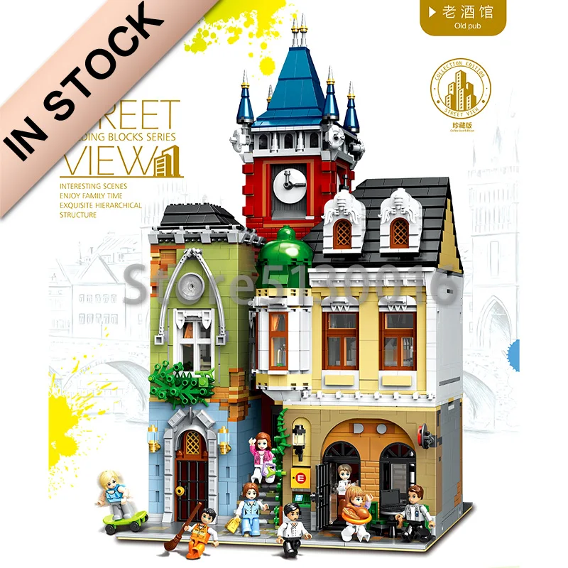 ql0924 MOC 4030 шт серия City Streetview кирпичный Старый город паба строительные наборы блоки Детские кирпичи ql0922 ql0920