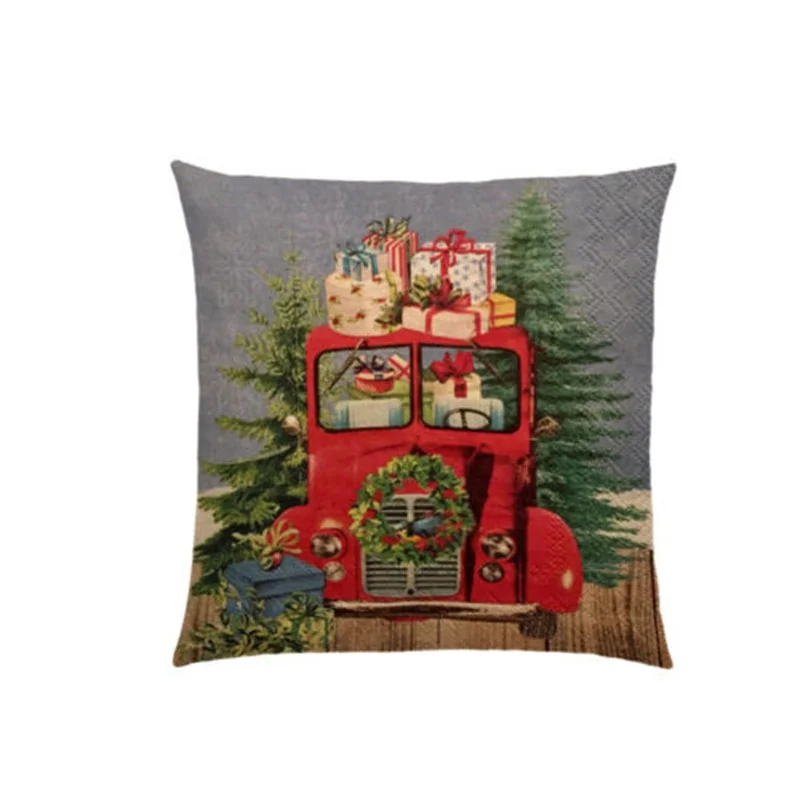 Christmas Decor Cushion Cover Elk Santa Home Sofa Bed Living Room Pillow Case Pillowcase | Дом и сад