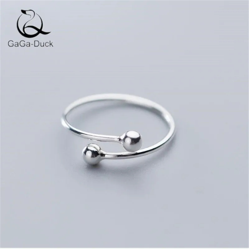 Женское кольцо из серебра 925 пробы с двумя бусинами | Украшения и аксессуары