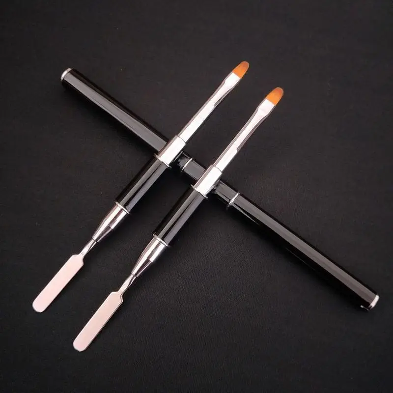 УФ щетка для ногтей с двойным концом в форме ломтиков нейлоновая плоская кисть