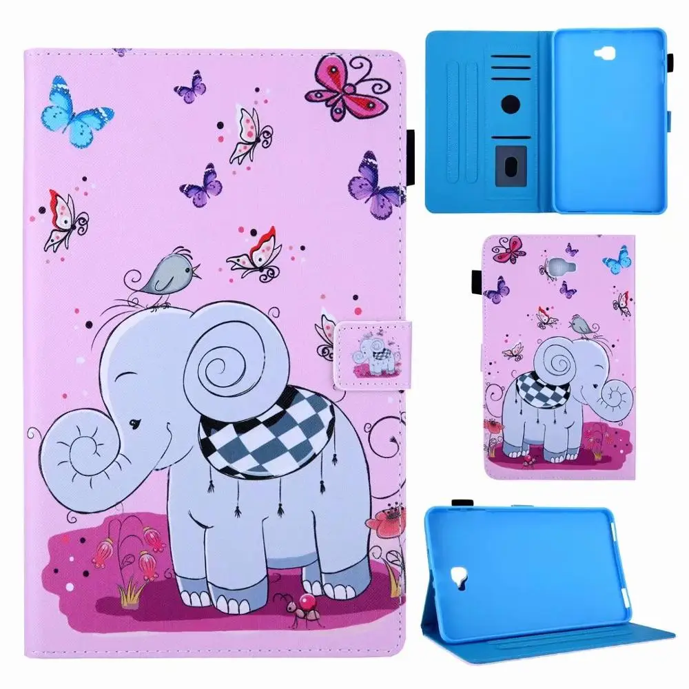 Детский мультяшный кожаный чехол-кошелек с зажимом для планшета Samsung Galaxy Tab A T580 T585