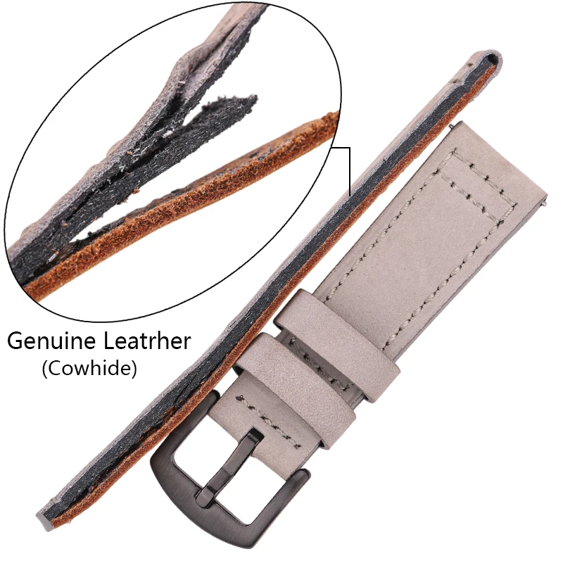Cowhide Watchbands 18 20 22 24mm Women Men Quick Release For Samsung Gear S3 Genuine Leather Vintage Watch Band Strap