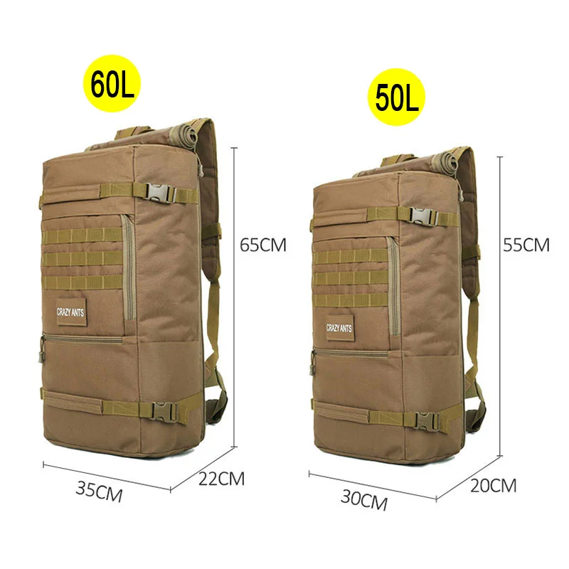 60L 50L Hiking Backpack Camping Bag Tactical Mountaineering Climbing Molle Nylon Army Bags Travel Outdoor Military Bag XA808WA