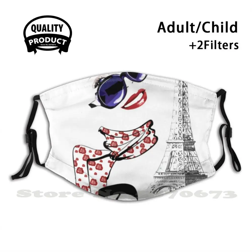 

Парижская дорожная модная футболка, моющаяся маска для лица с фильтром, Лидер продаж, летние маски для лица