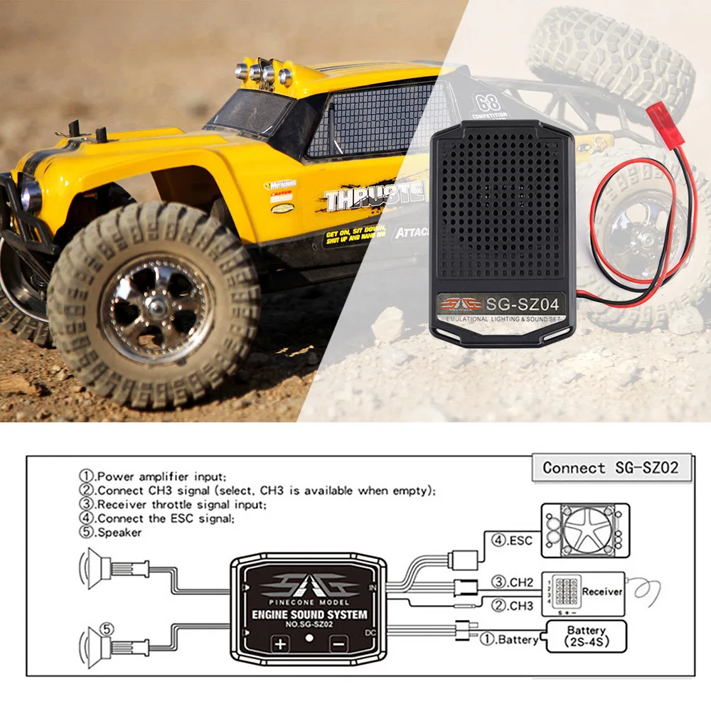 Звуковой набор двигателя с 2 дюймовым громкоговорителем для радиоуправляемого