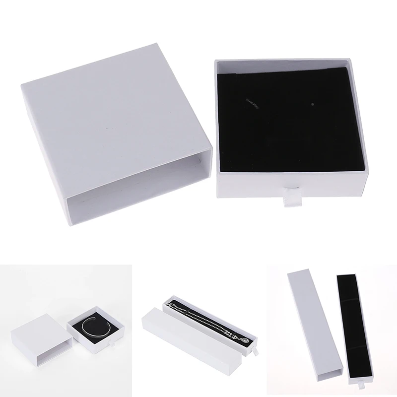 

White Paper Package Case Specialty Paper Ring Necklace Earrings Jewelry Gift Box