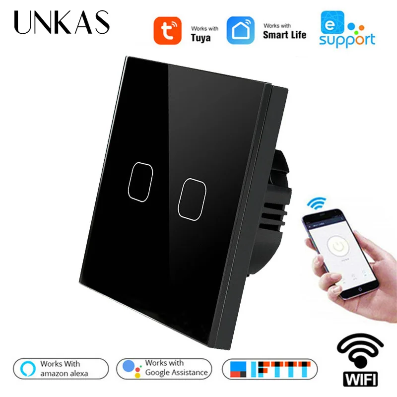Настенный Wi Fi светильник UNKAS 2 клавиши 1 канал сенсорный выключатель для умного