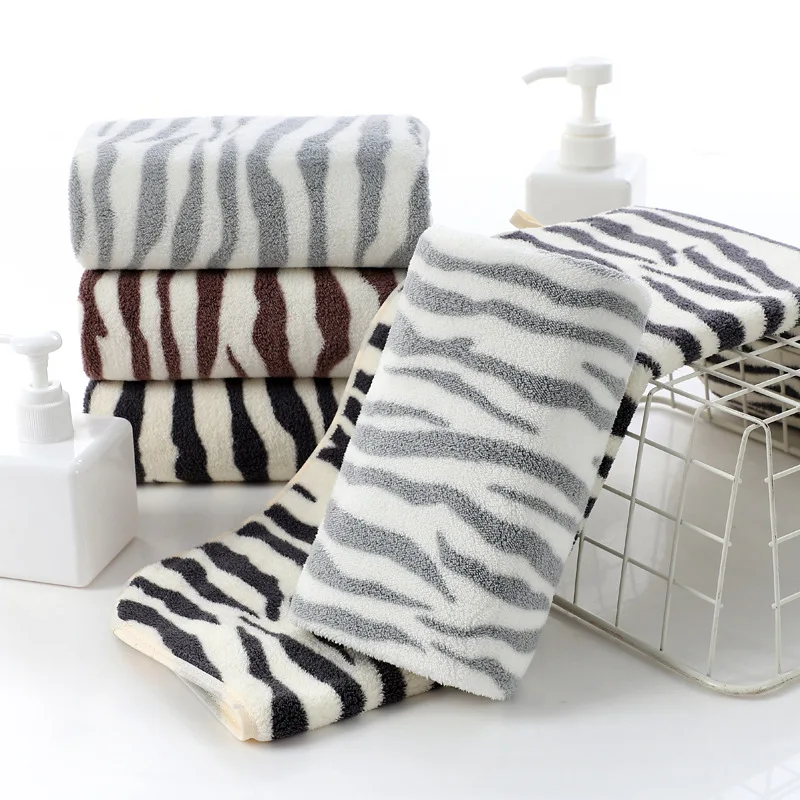 Wearable Zebra Pattern Hand Towel Plush Soft Bath Towel For Adults Absorbent Towels Home Bathroom Face Towel