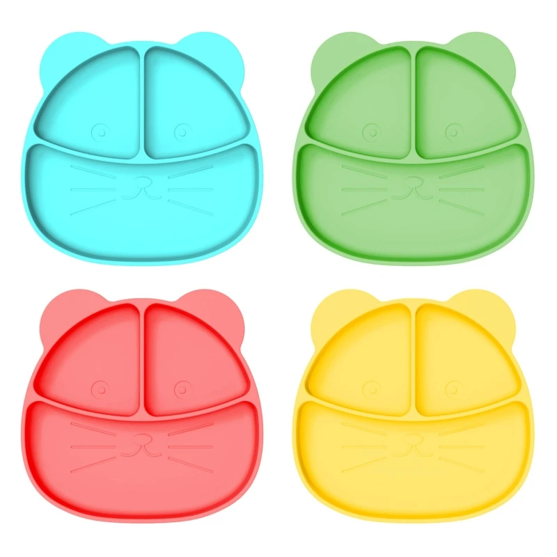 

Тарелка для кормления младенцев, детская посуда из пищевого силикона, с мультяшным львом, разделенная миска на присоске