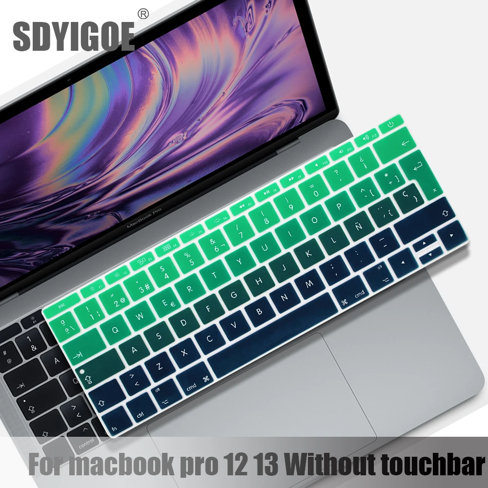 Чехол для ноутбука с испанской цветной силиконовой клавиатурой для macbook pro13 A1708 A1988 12