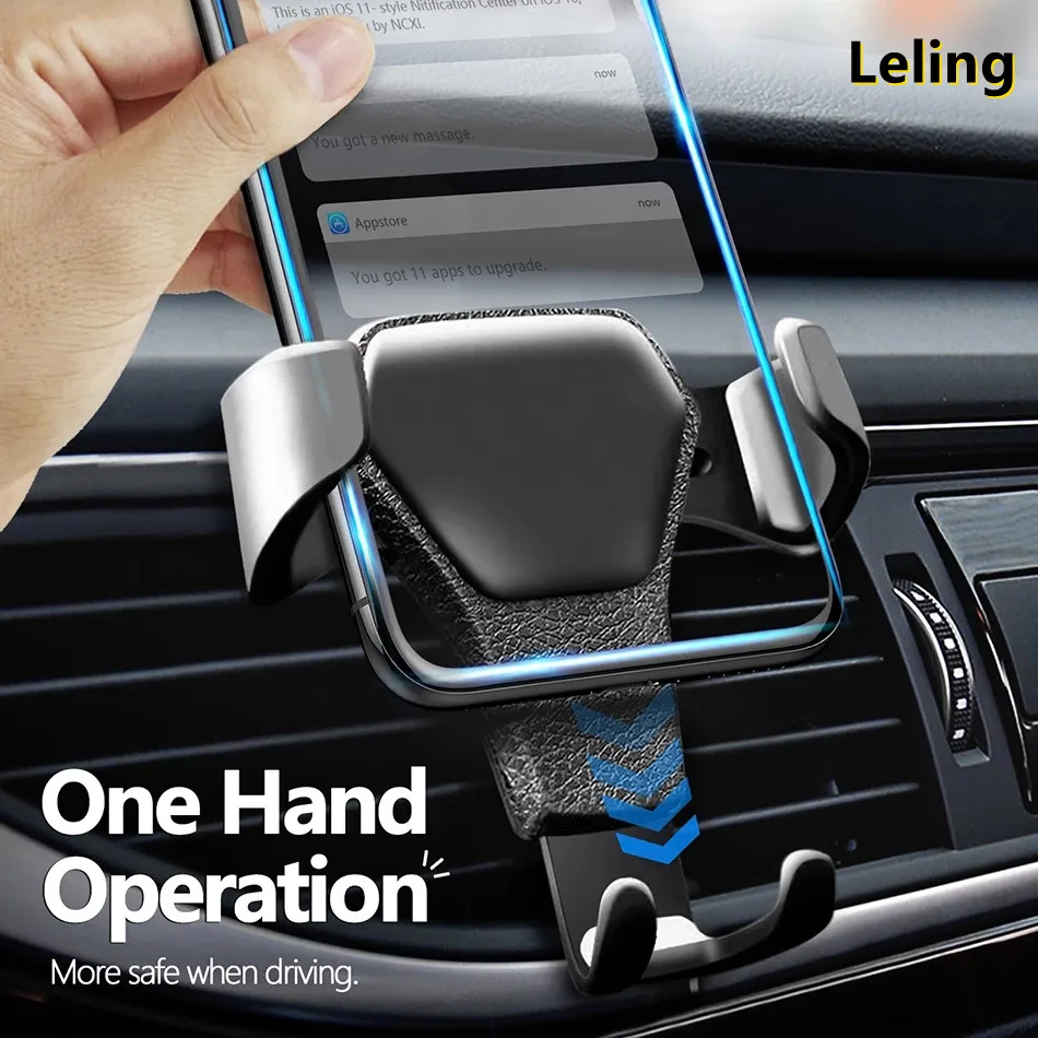 

50pcs Universal Car Phone Holder Leather Car Bracket Air Vent Stand Mount For iPhone 8 XS XR Samsung Support Telephone Voiture
