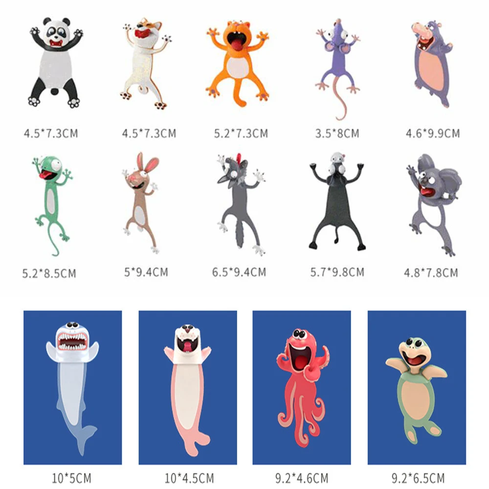 

3D Stereo Seal Octopus Creative Cartoon Animal Bookmarks Cute Stationery Student Personalized Funny Bookmarkers Gift