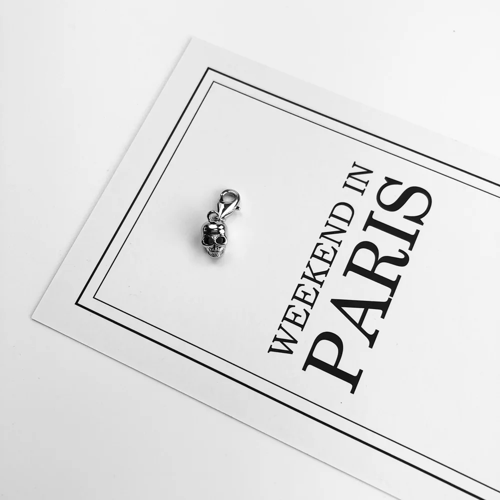 Серебро/золото/Роза Золотые талисманы череп 925 стерлингового серебра подвески в