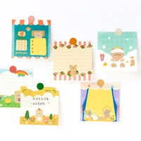 cartoon cute bear memo pad 100 sheets student notes diary to do list message paper square mini notepad kawaii stationery 8 color
