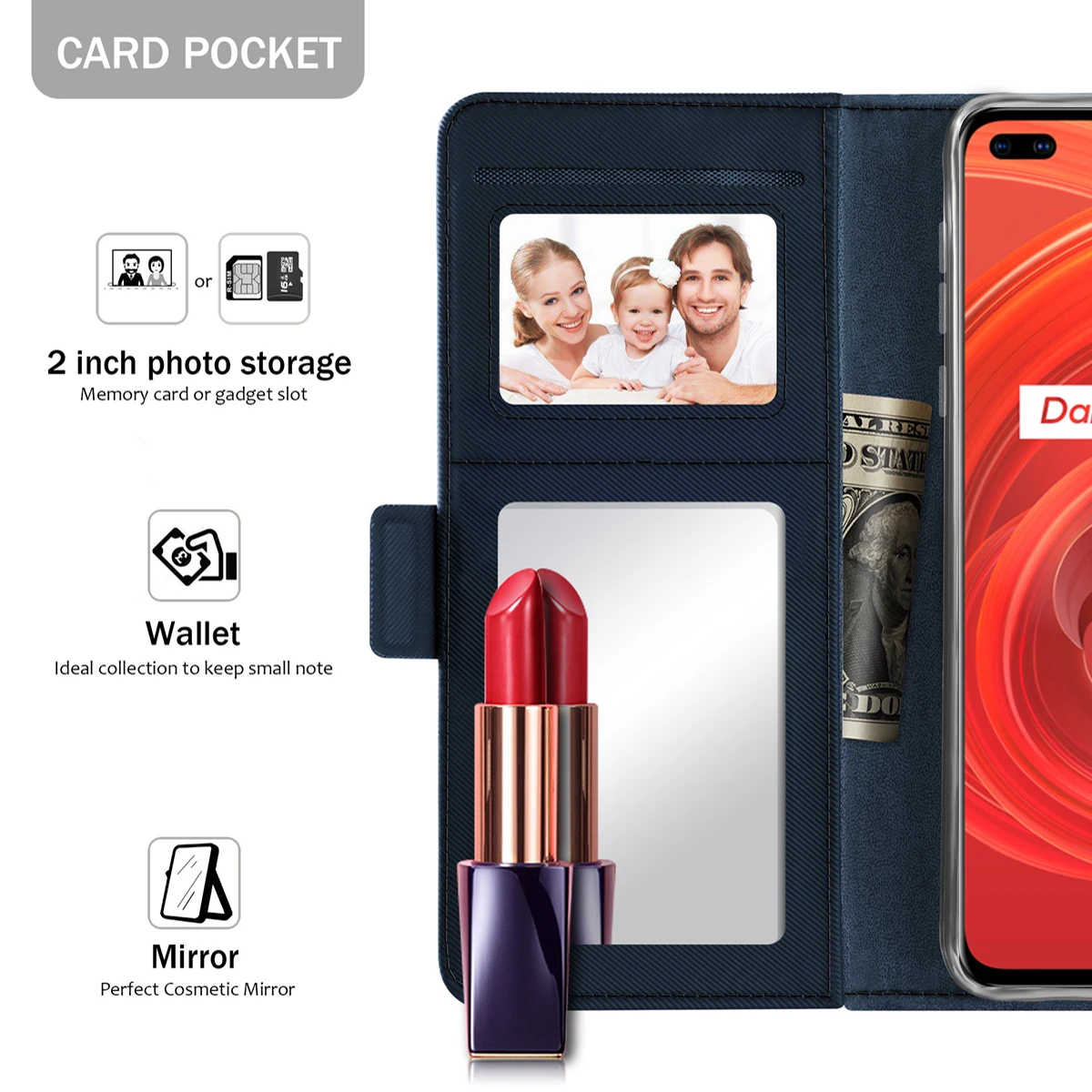 Чехол для OPPO Realme 6 Pro флип-кошелек из искусственной кожи с отделением карт и